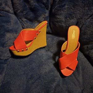 Chic Red Wedge Sandals by Charlotte Russe